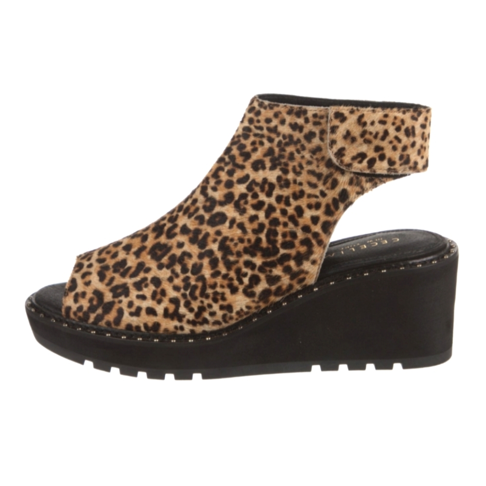 Cecelia New York Anthropologie Gianna Cheetah Calf Hair Leather Wedges 8.5